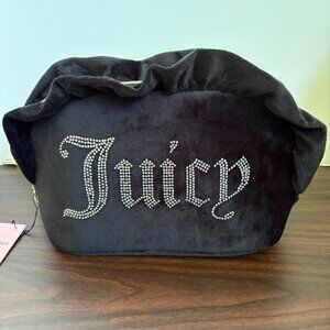 Juicy Couture Black Bag with Rhinestone Logo Travel Cosmetic Bag NWT